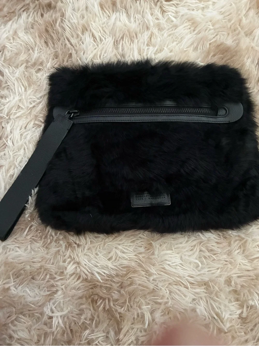 Marc By Marc Jacobs Black Leather Label on Real Lamb Fur